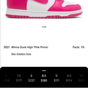 Womens high dunks “pink prime” size 8.5